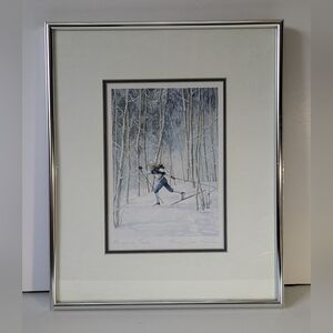 Whispering Tracks Framed Print Double Matted Hanne Lora Koehler Wall Decor Skier